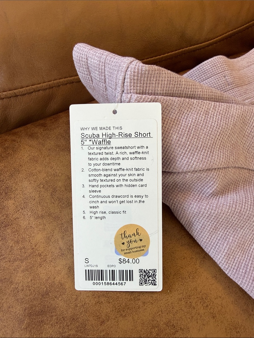 NWT Lululemon Scuba High-Rise Short 5" Waffle Sz Small Heathered Porcelain Pink - Picture 5 of 7